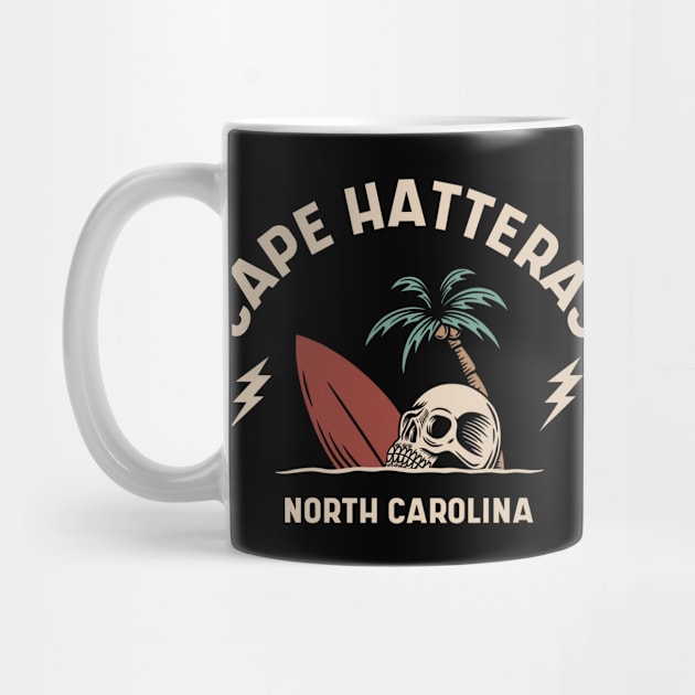 Vintage Surfing Cape Hatteras North Carolina // Retro Surf Skull by Now Boarding